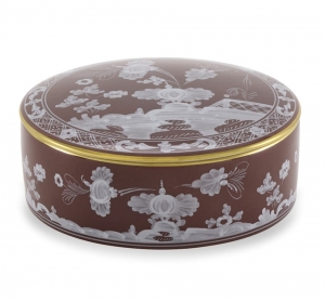 Ginori Oriente Italiano Castagna Round Box w/ Cover
